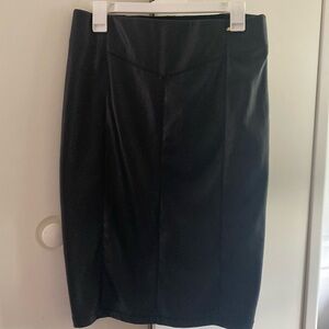 Marc New York Black Midi Pencil Skirt for Work Y2K faux leather